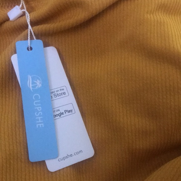 CUPSHE Yellow Solid One-piece Swimsuit Falbala V neck Ruffle Sexy Monokini 2022 - Picture 9 of 9